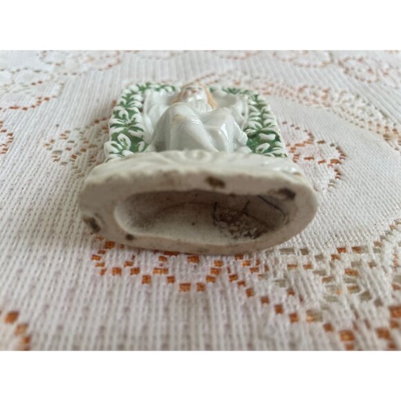 Antique German Porcelain Figurine Of Girl On Swing In Floral Arch - Picture 3 of 9